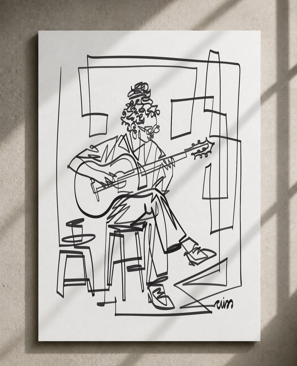 Single Line Guitarist | Single Line Art Print