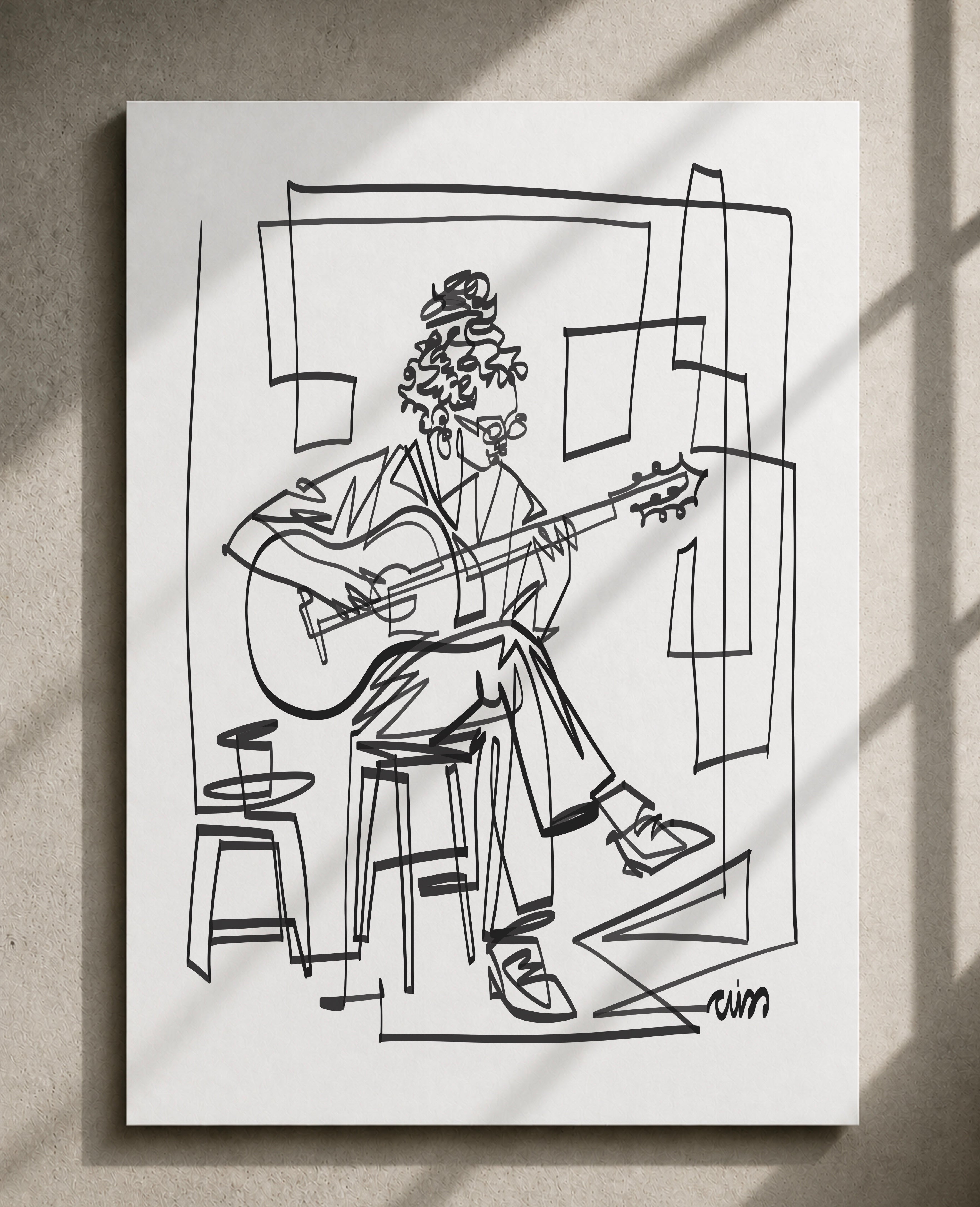 Single Line Guitarist | Single Line Art Print