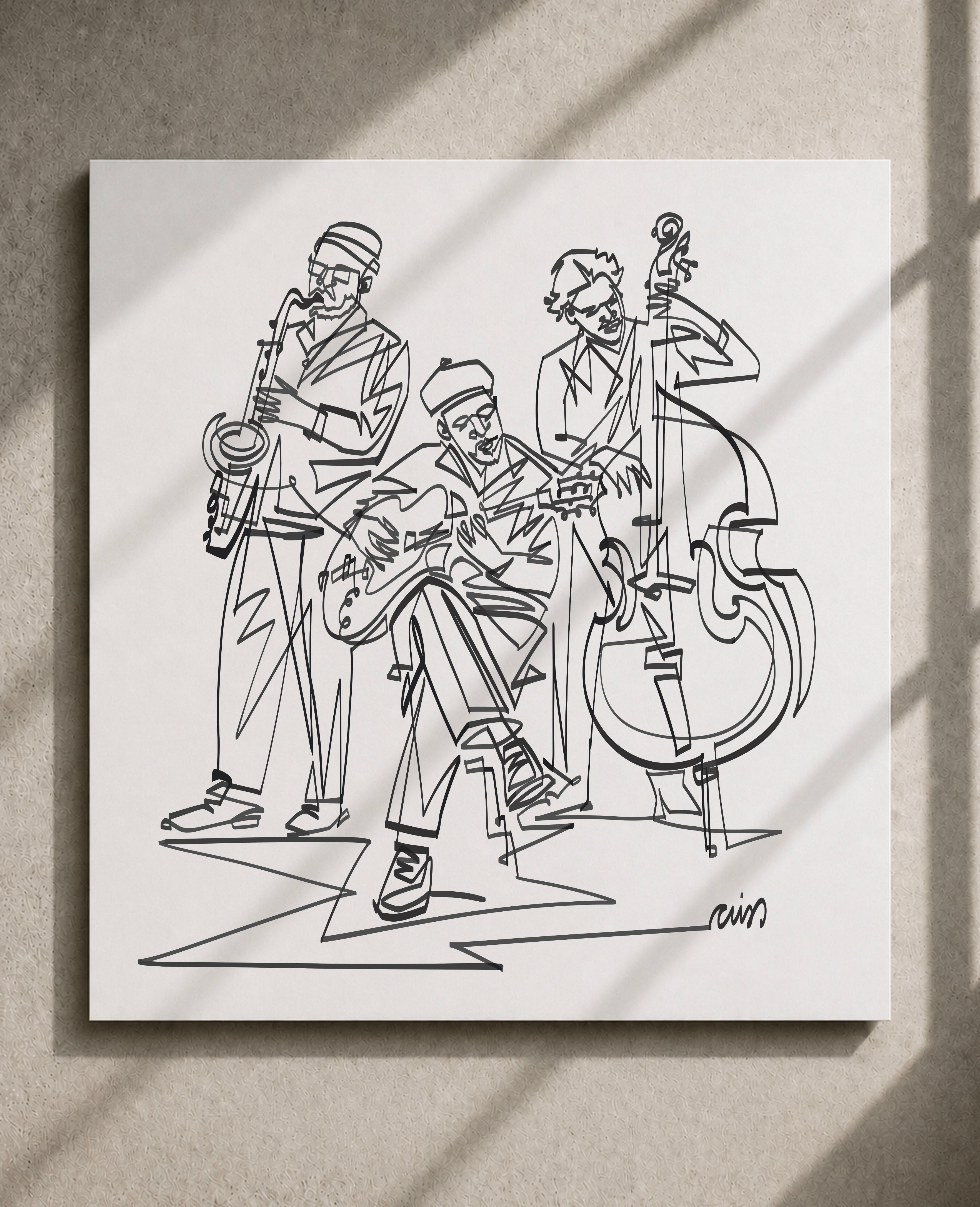 Jazz Trio | Single Line Art Print
