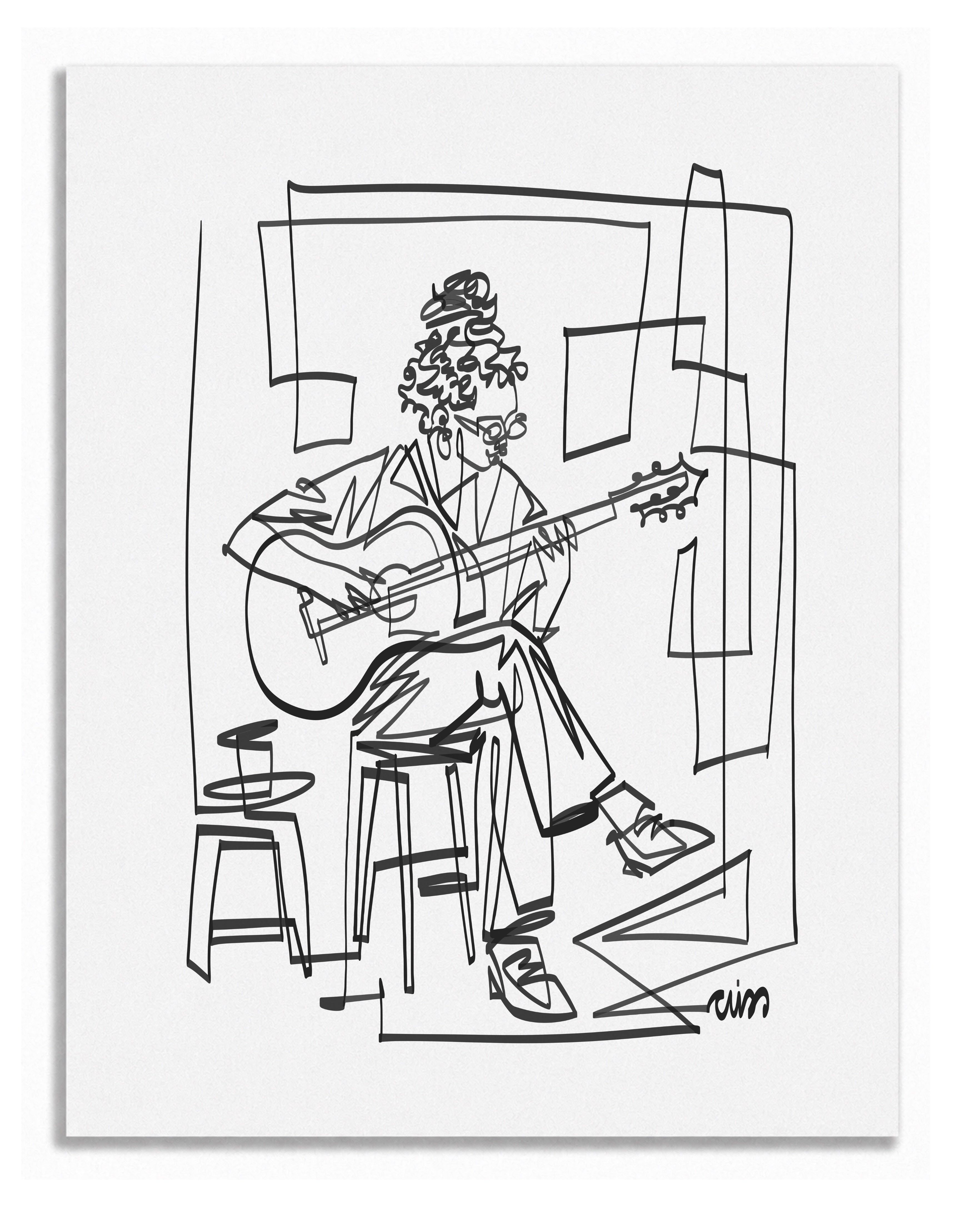 Single Line Guitarist | Single Line Art Print