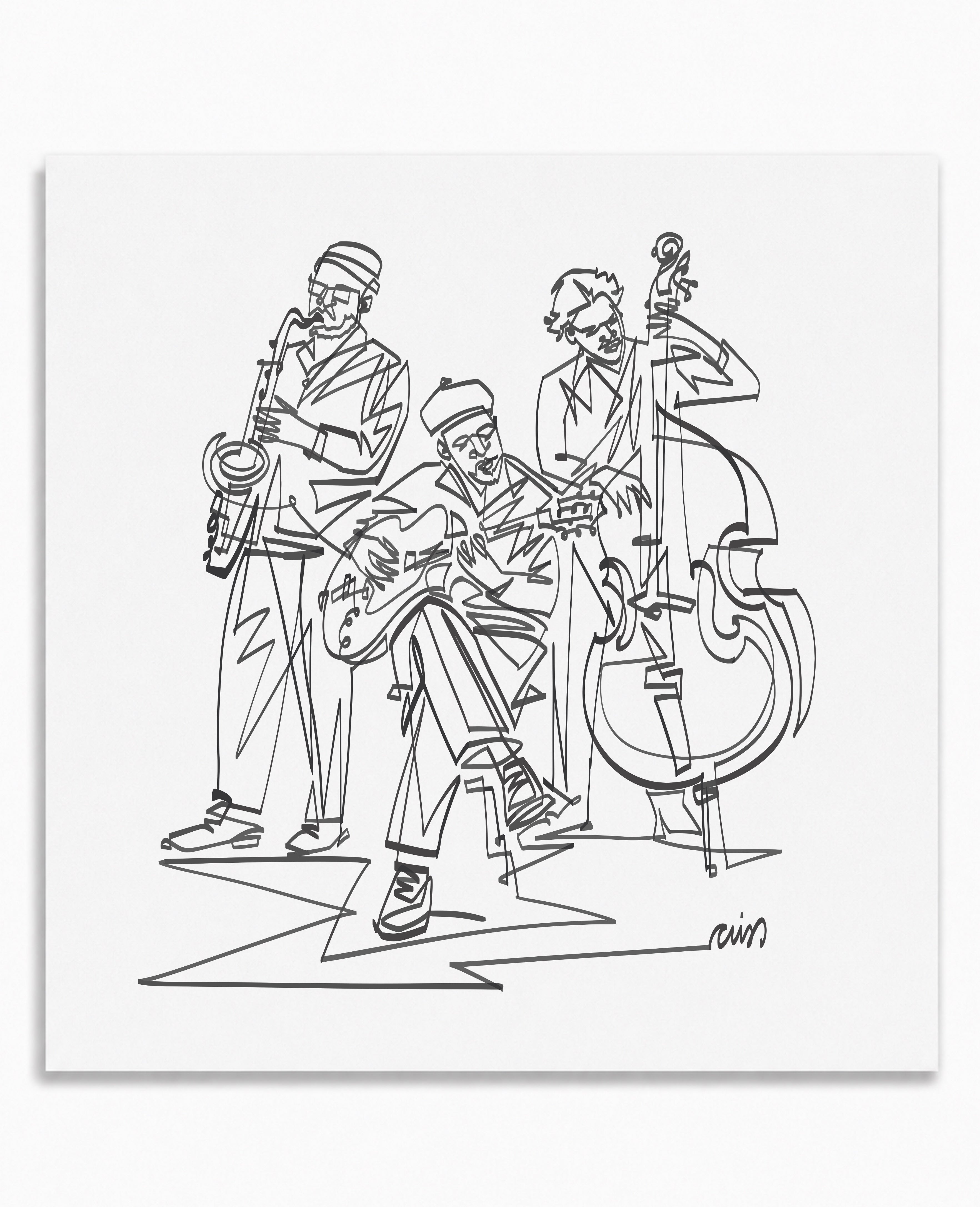 Jazz Trio | Single Line Art Print