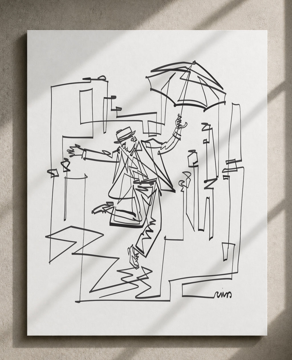 Dancing in the Rain | Single Line Art Print