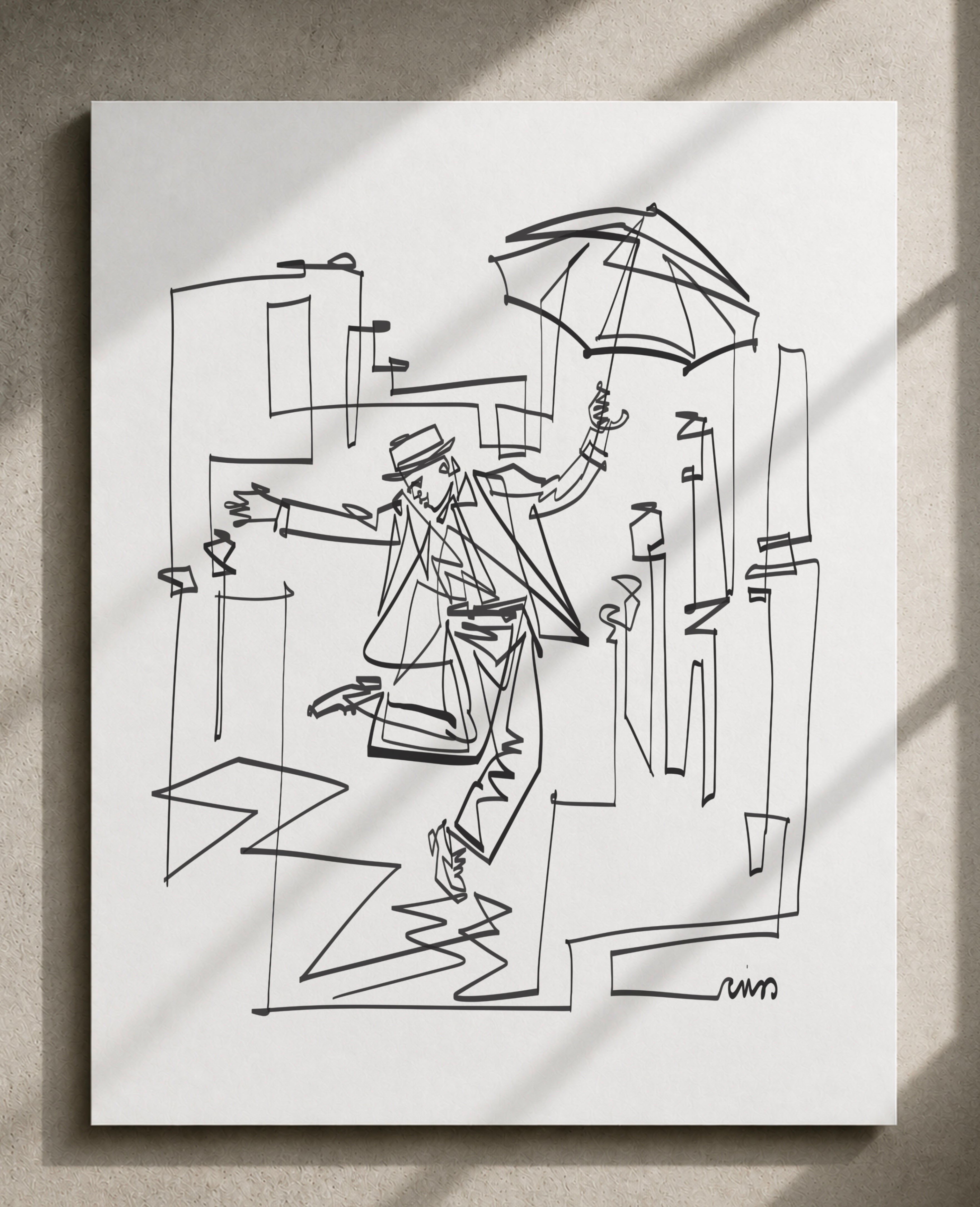 Dancing in the Rain | Single Line Art Print