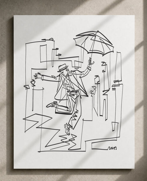 Dancing in the Rain | Single Line Art Print