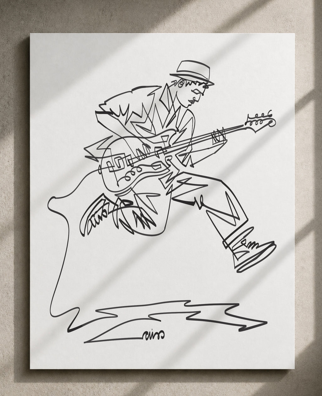 Jumping Guitarist | Single Line Drawing Print
