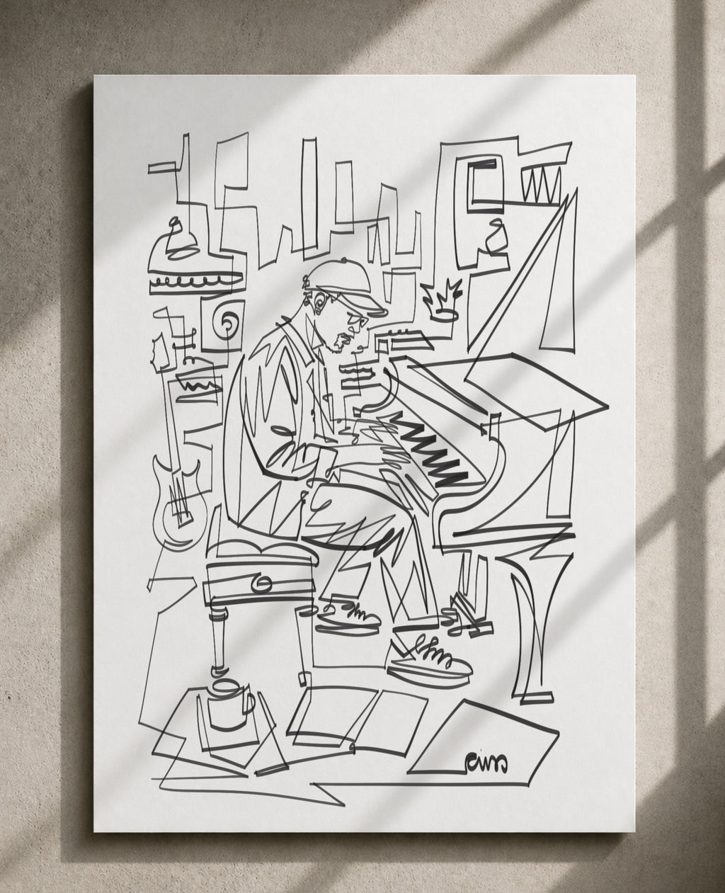 Creative Process – Piano Studio | Continuous Line Drawing