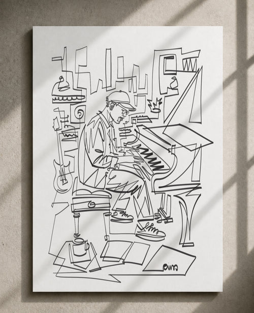 Creative Process – Piano Studio | Continuous Line Drawing