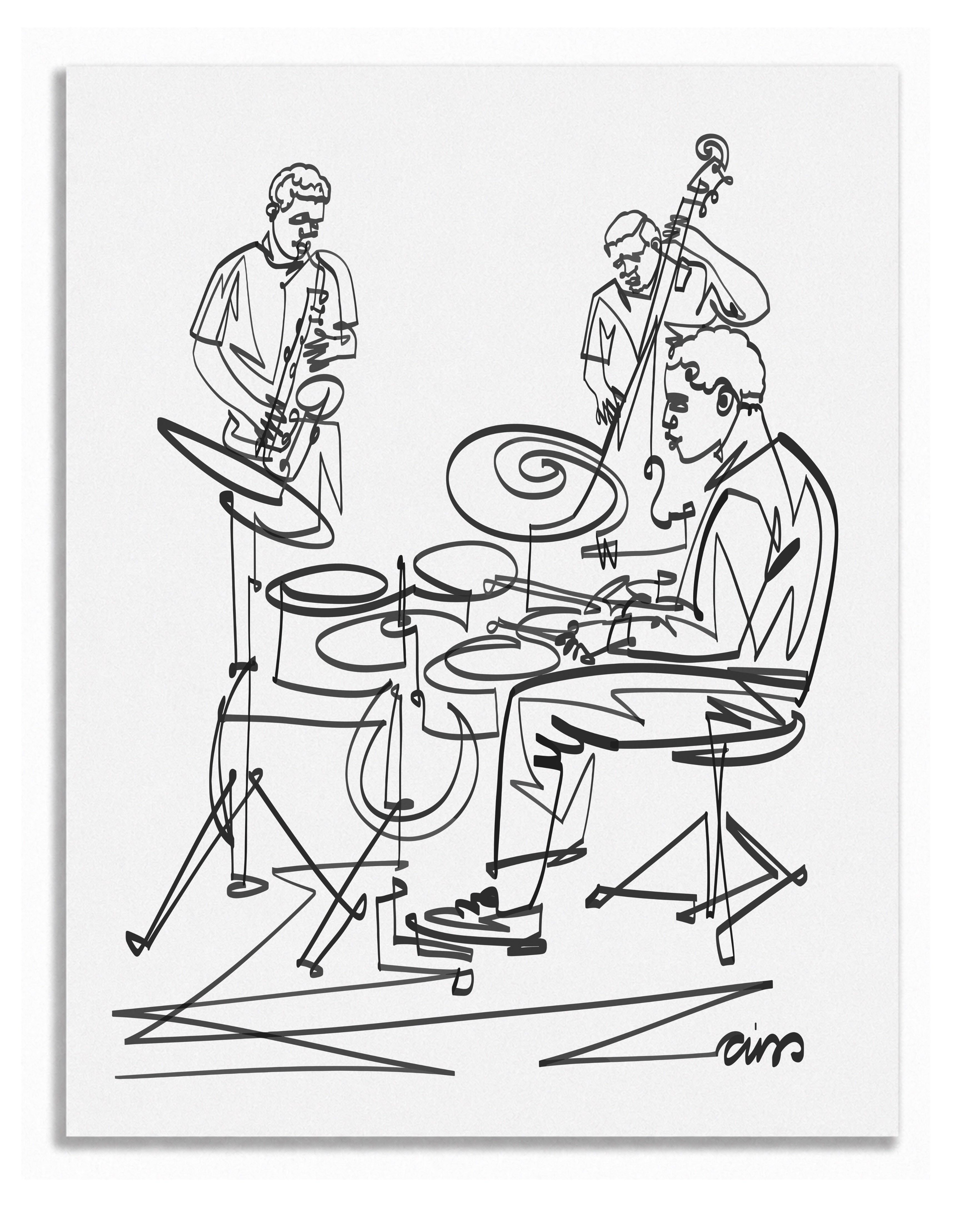 Jazz Trio – Continuous Line Drawing