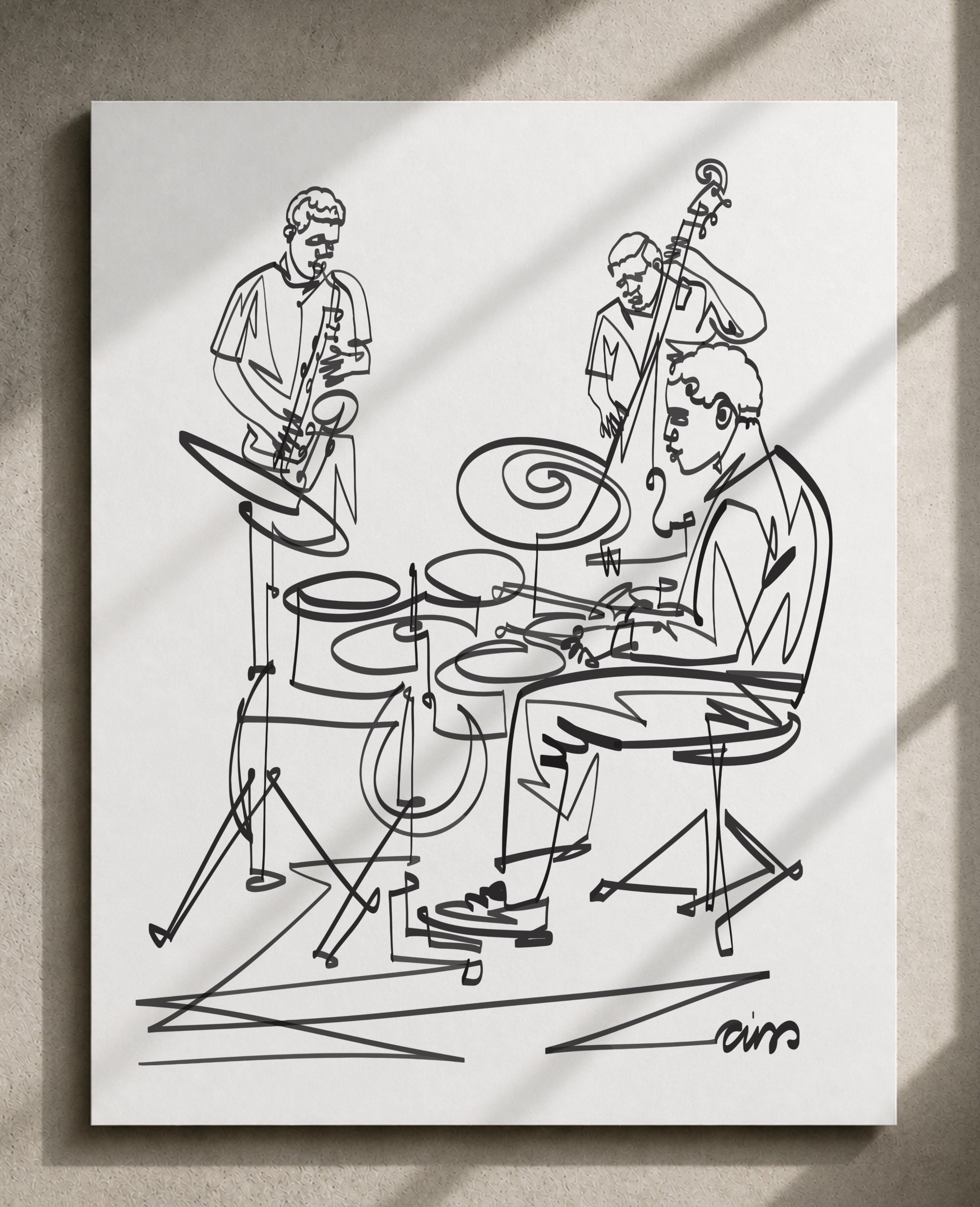 Jazz Trio – Continuous Line Drawing