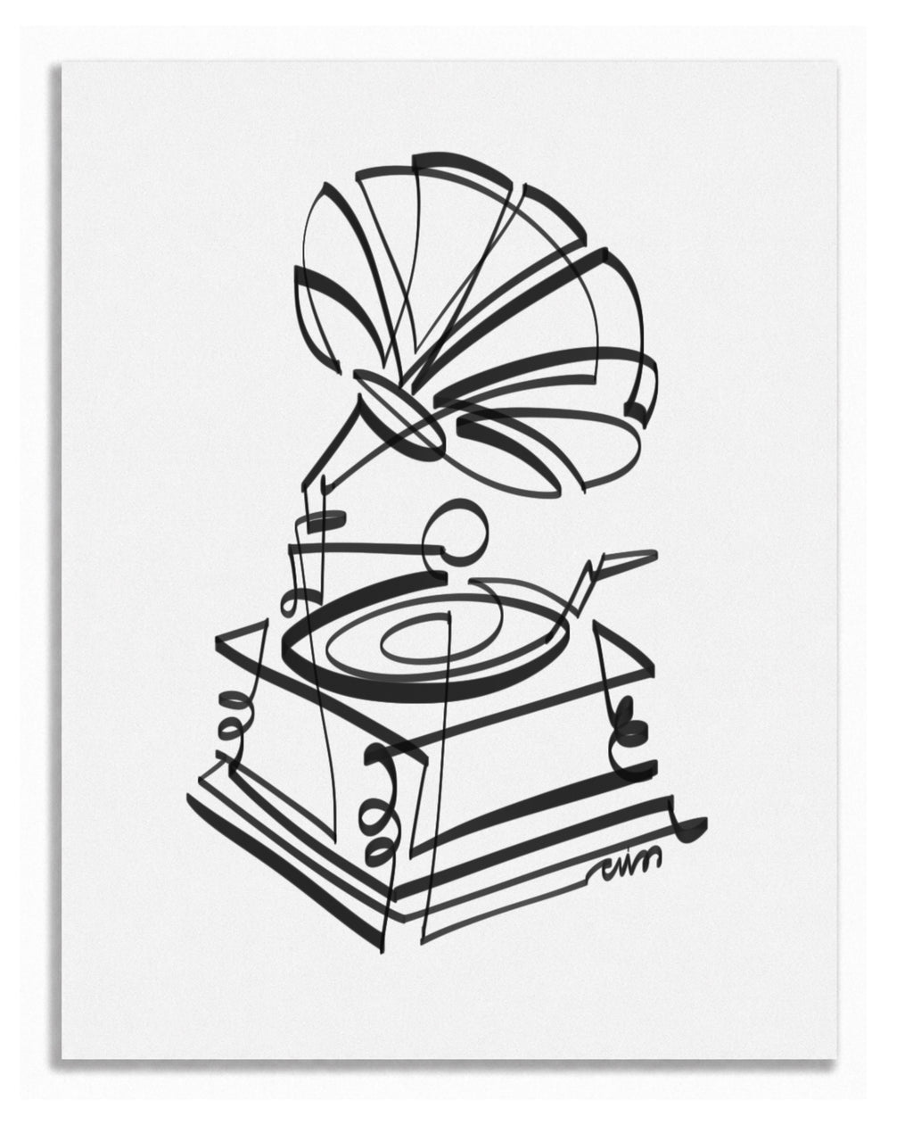Gramophone Line Art Print