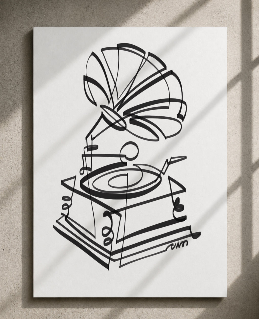 Gramophone Line Art Print
